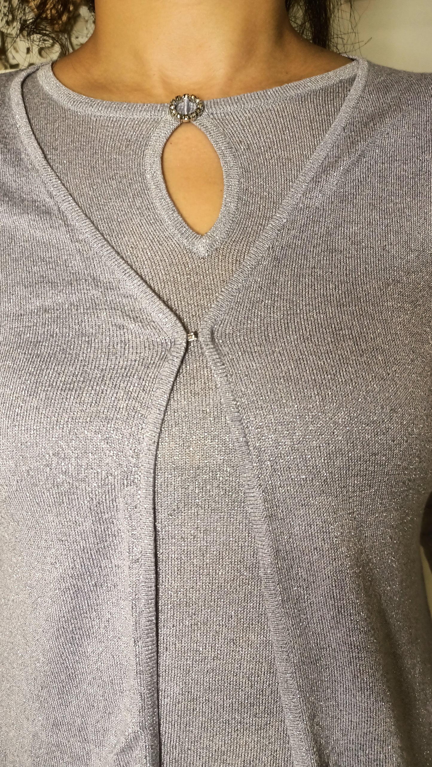 Ensemble Glamour Pailleté 2-Pièces - Cardigan & Top Scintillant Lilas