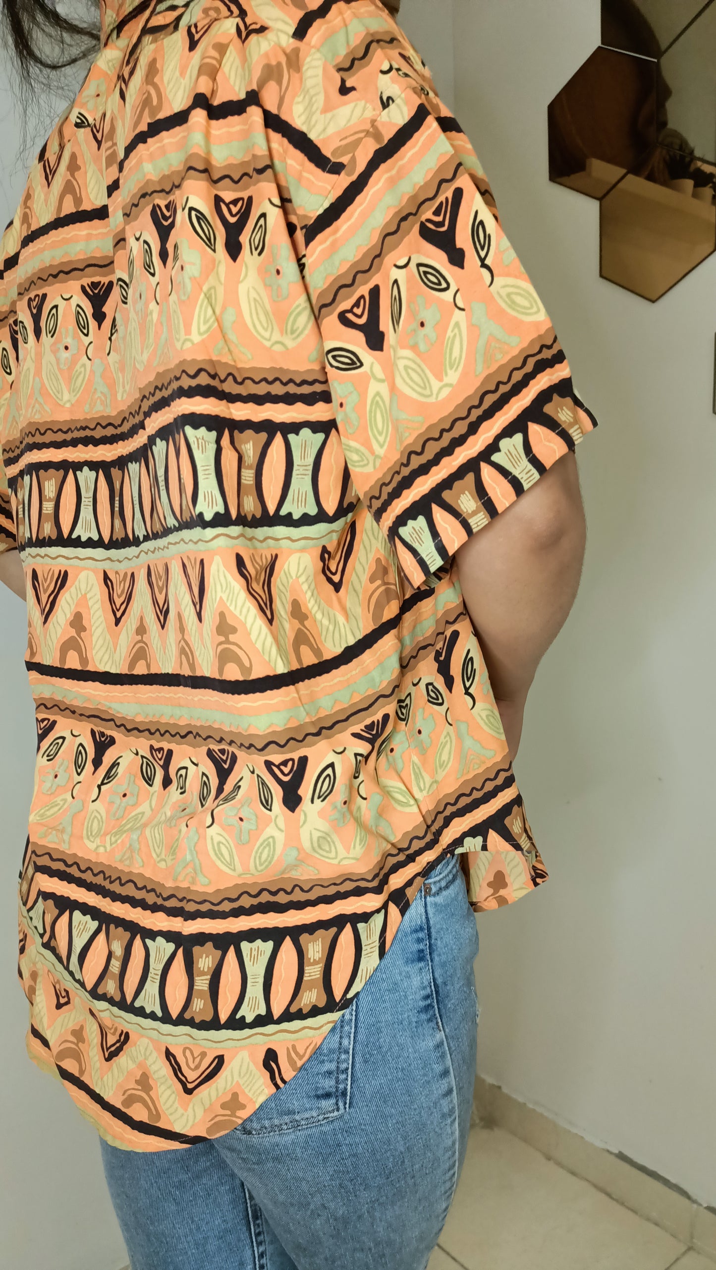 Chemise Femme Ethnique Vintage à Nœud - Motifs Africains Vibrants